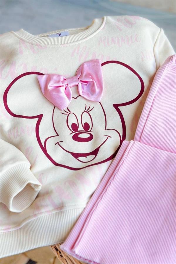 Kız Çocuk 3 İplik Minnie İspanyol Tayt Takım