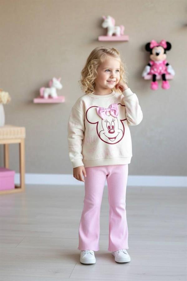 Kız Çocuk 3 İplik Minnie İspanyol Tayt Takım