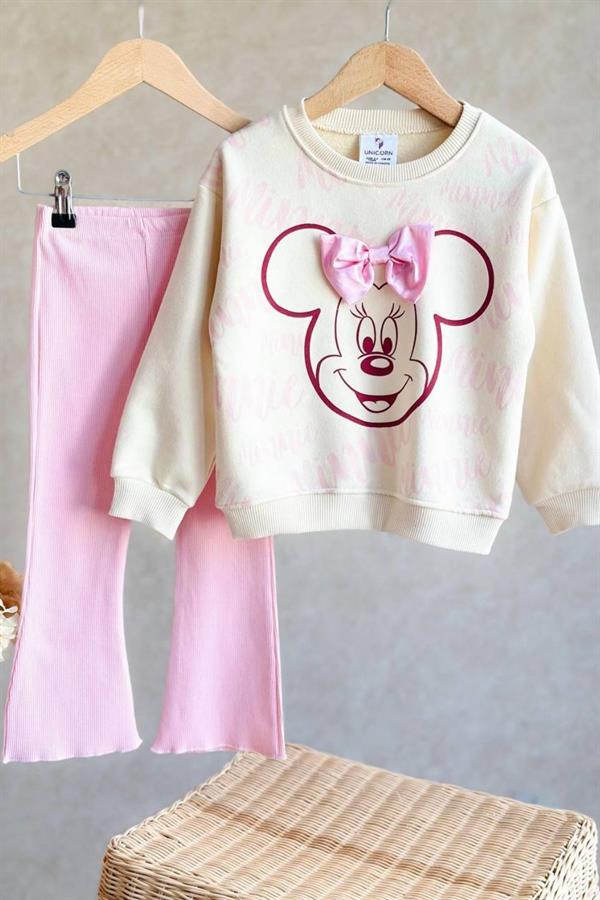 Kız Çocuk 3 İplik Minnie İspanyol Tayt Takım