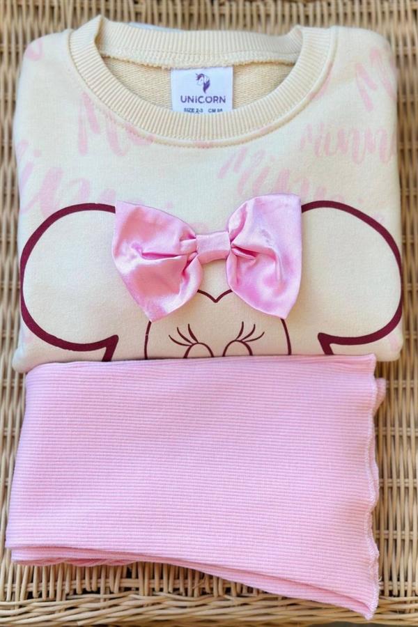 Kız Çocuk 3 İplik Minnie İspanyol Tayt Takım