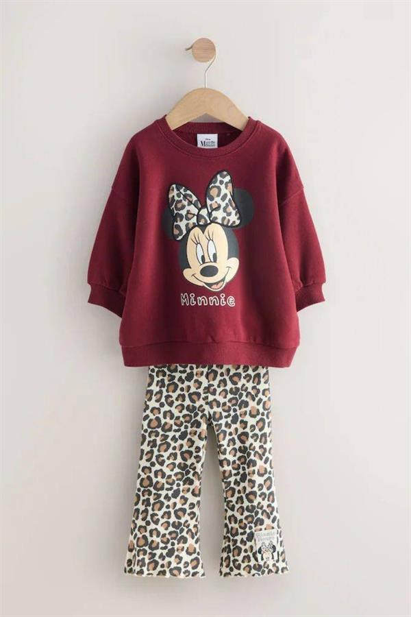 Kız Çocuk 3 İplik Minnie Leopar Taytlı Takım