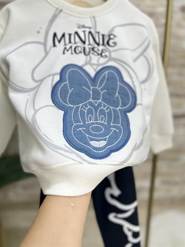 Kız Çocuk 3 İplik Minnie Nakışlı Taytlı Takım