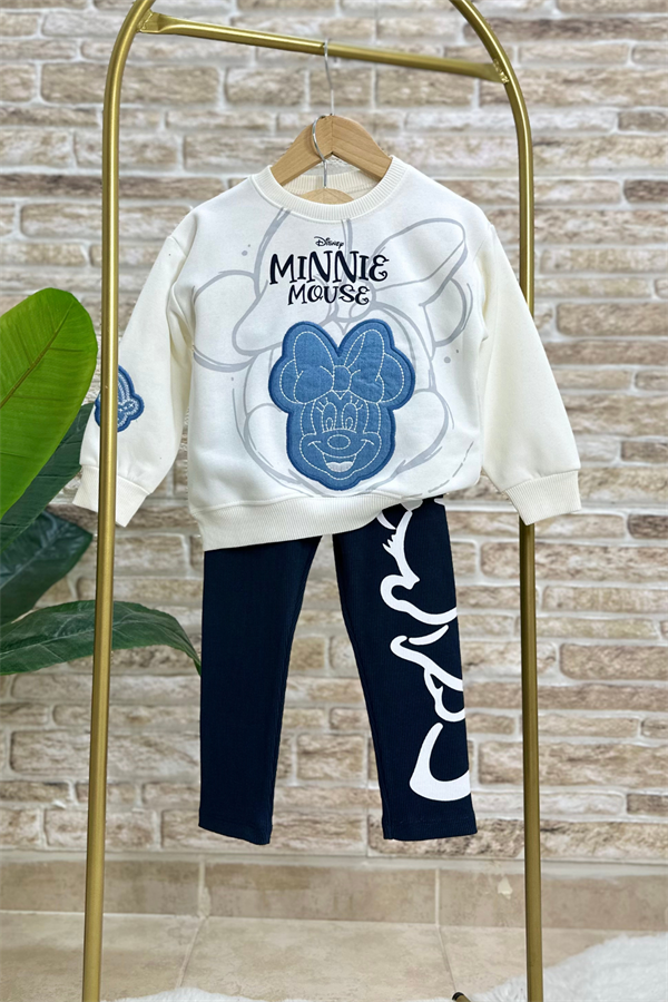 Kız Çocuk 3 İplik Minnie Nakışlı Taytlı Takım