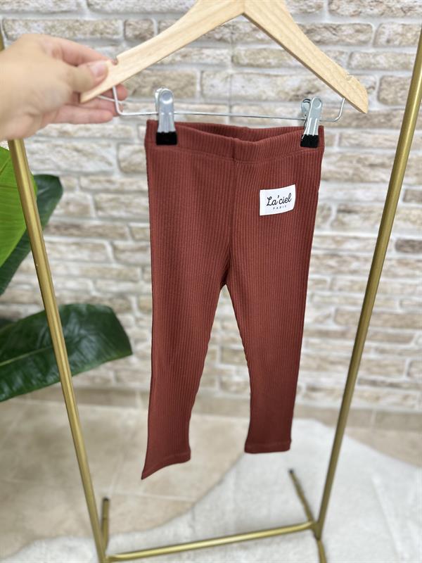 Kız Çocuk 3 İplik Ny Kahve Ekru Taytlı Takım