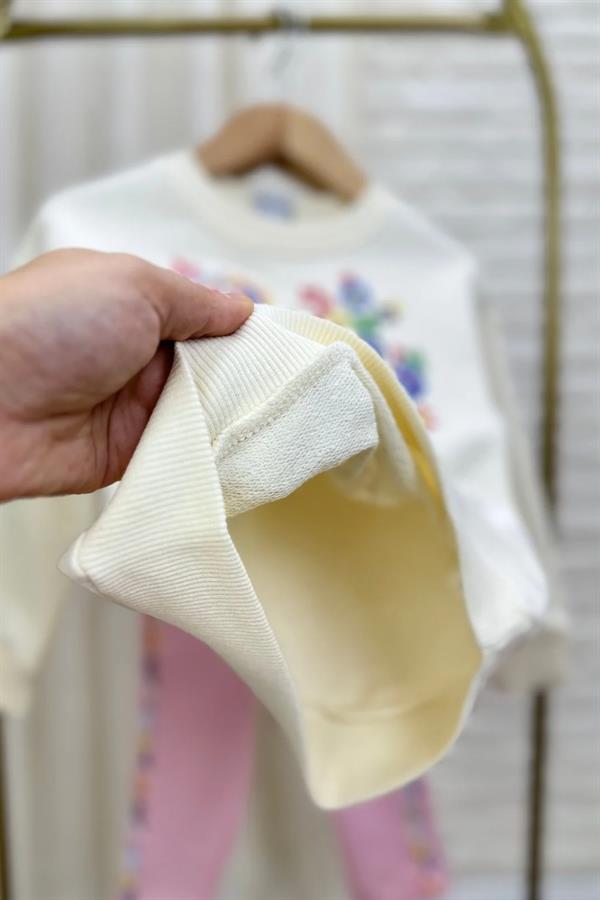 Kız Çocuk 3 İplik Pembe Adids Taytlı Takım