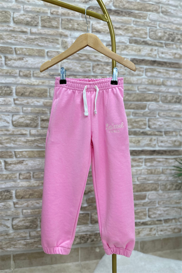 Kız Çocuk 3 İplik  Pembe Yarım Fermuarlı İkili Takım