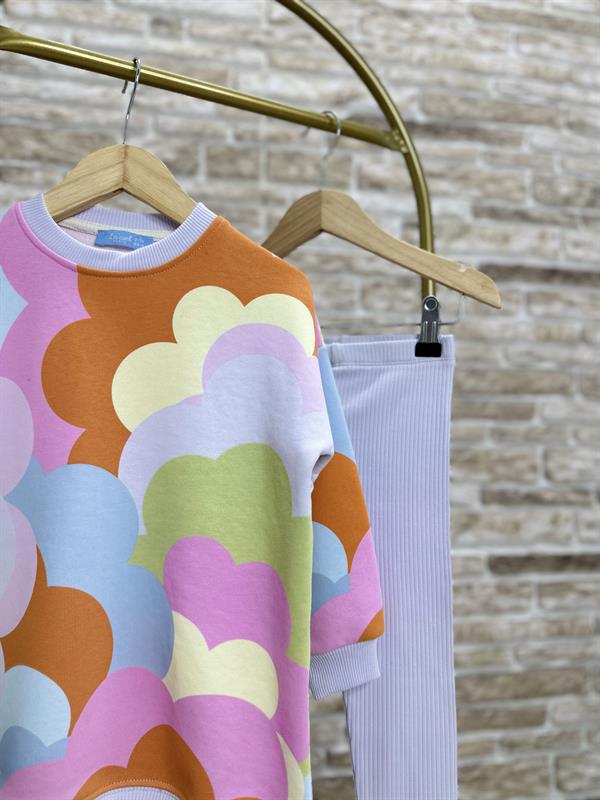 Kız Çocuk 3 İplik Renkli Tunikli Tayt Takım