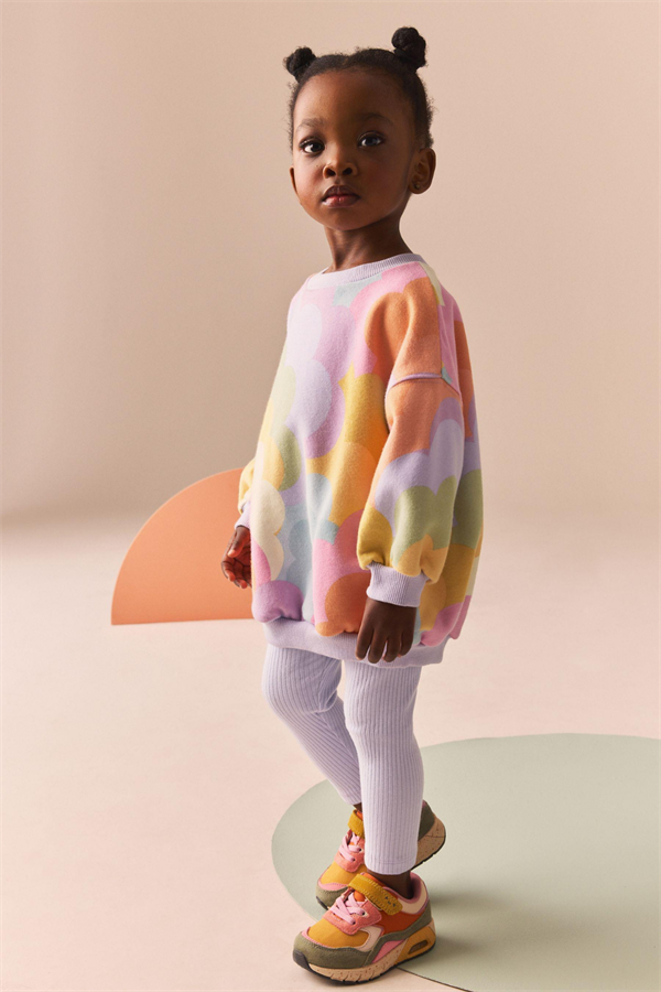 Kız Çocuk 3 İplik Renkli Tunikli Tayt Takım