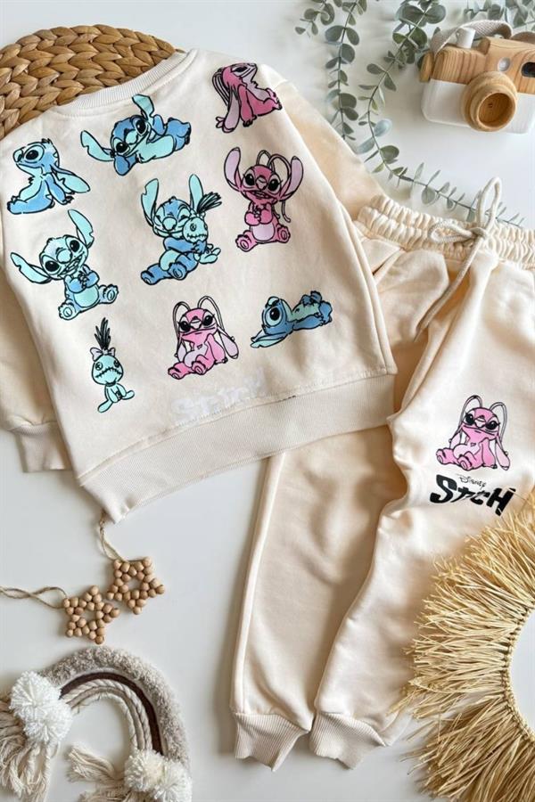 Kız Cocuk 3 İplik Stitch Krem Takım