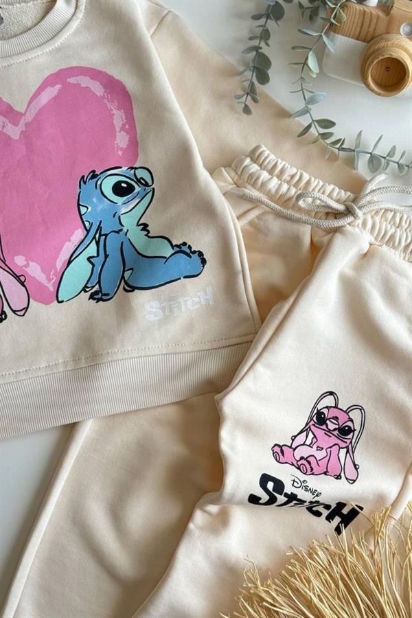 Kız Cocuk 3 İplik Stitch Krem Takım