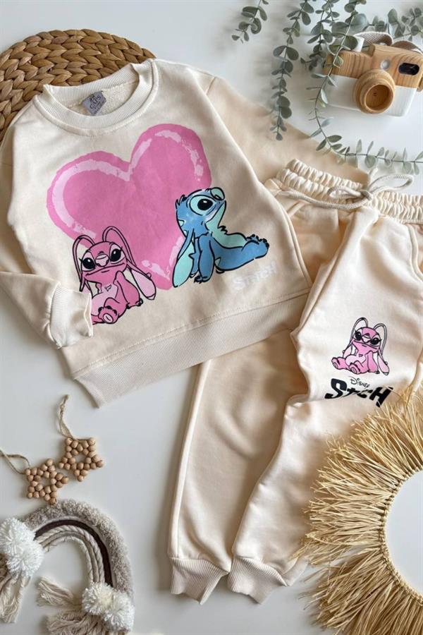 Kız Cocuk 3 İplik Stitch Krem Takım