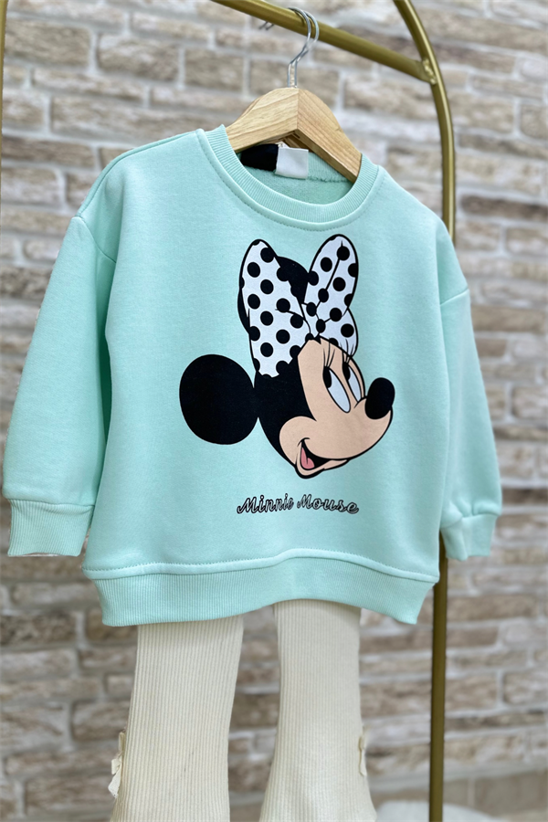 Kız Çocuk 3 İplik Turkuaz Minnie Tayt Takım