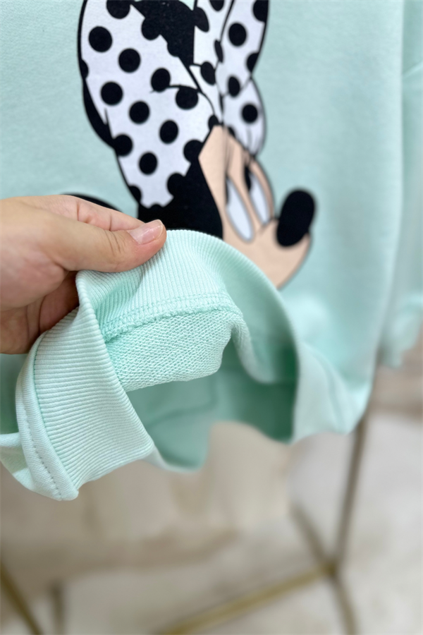 Kız Çocuk 3 İplik Turkuaz Minnie Tayt Takım