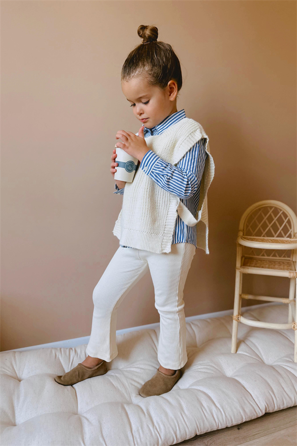 Kız Çocuk 3 Parça Triko Süveter Gömlek Tayt Takım