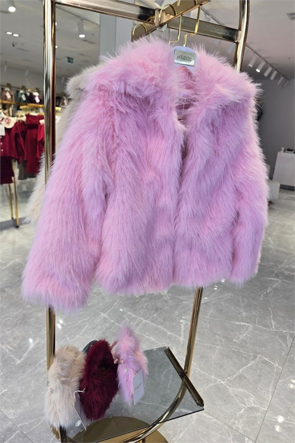 Kız Çocuk Astarlı Pembe Kürk 