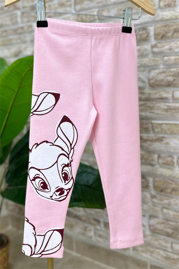 Kız Çocuk Bambi Baskı 3 iplik Taytlı Takım