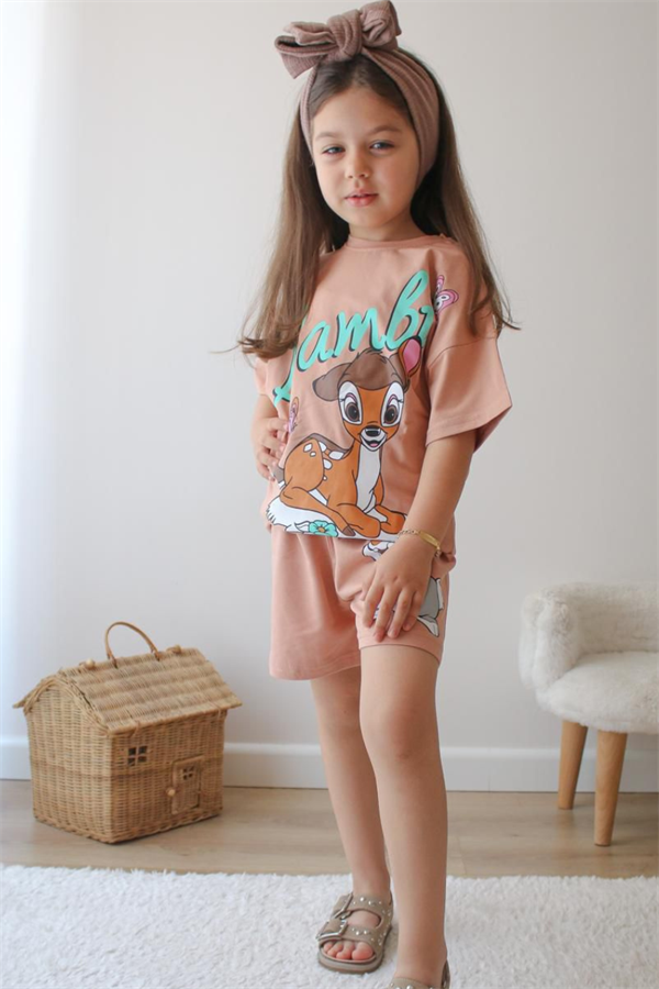 Kız Çocuk Bambi Şortlu Takım
