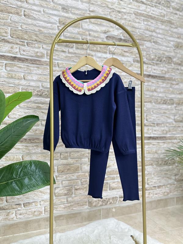 Kız Çocuk Bebe Yakalı Kaşkorse Taytlı Takım