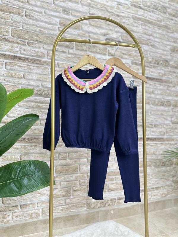 Kız Çocuk Bebe Yakalı Kaşkorse Taytlı Takım