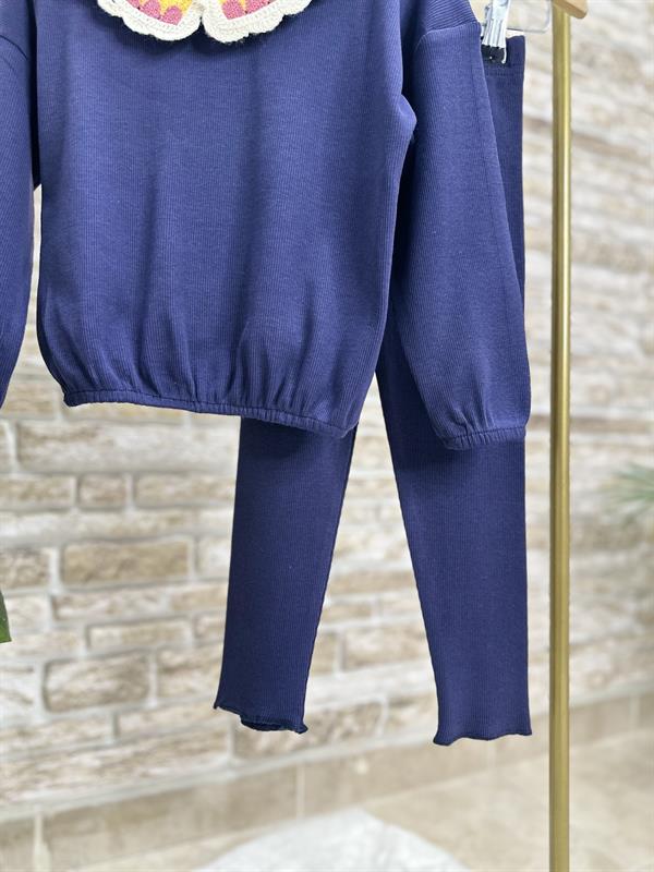 Kız Çocuk Bebe Yakalı Kaşkorse Taytlı Takım