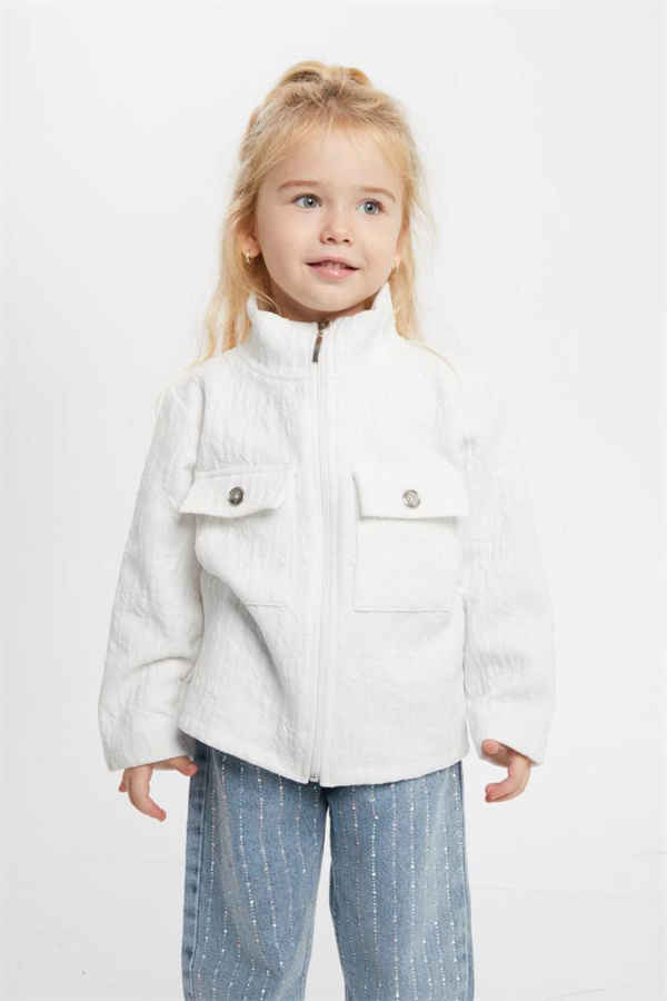 Kız Çocuk Beyaz Kapitone Ceket