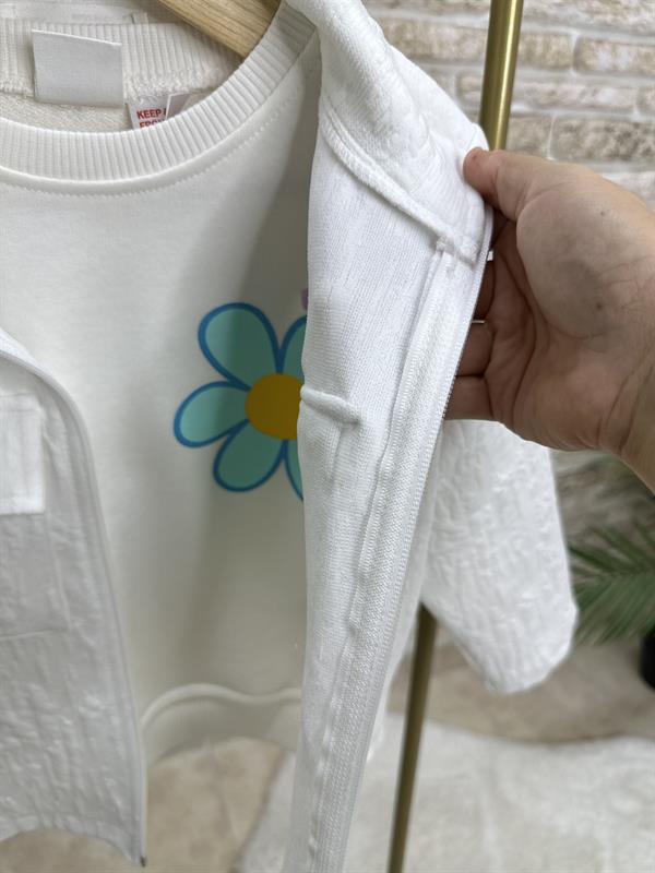 Kız Çocuk Beyaz Kapitone Ceket