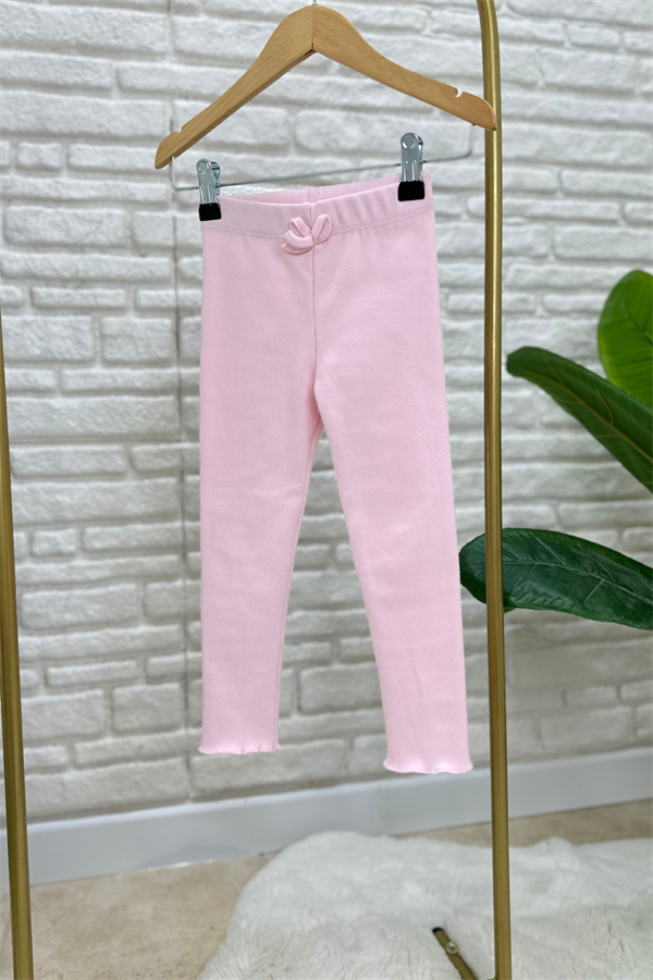Kız Çocuk Beyaz Tshirt & Pembe Tayt Takım