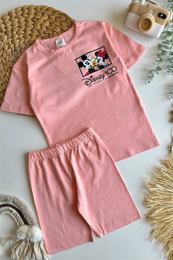 Kız Çocuk Biker Tayt Minnie Mickey Takım