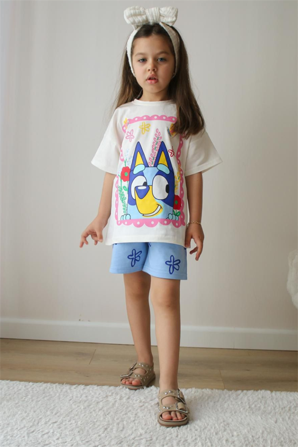 Kız Çocuk Bluey Şortlu Takım