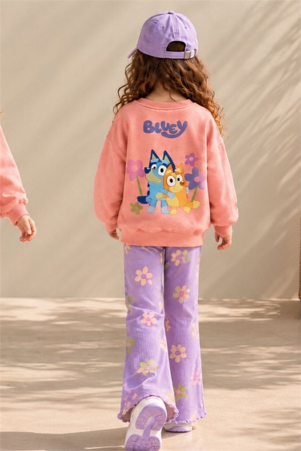 Kız Çocuk Bluey Taytlı 3 İplik Takım