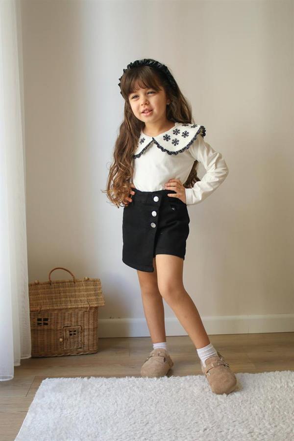 Kız Çocuk Bluz & Şort Siyah Takım