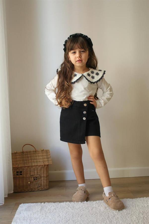 Kız Çocuk Bluz & Şort Siyah Takım
