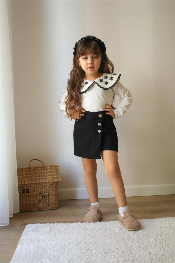 Kız Çocuk Bluz & Şort Siyah Takım