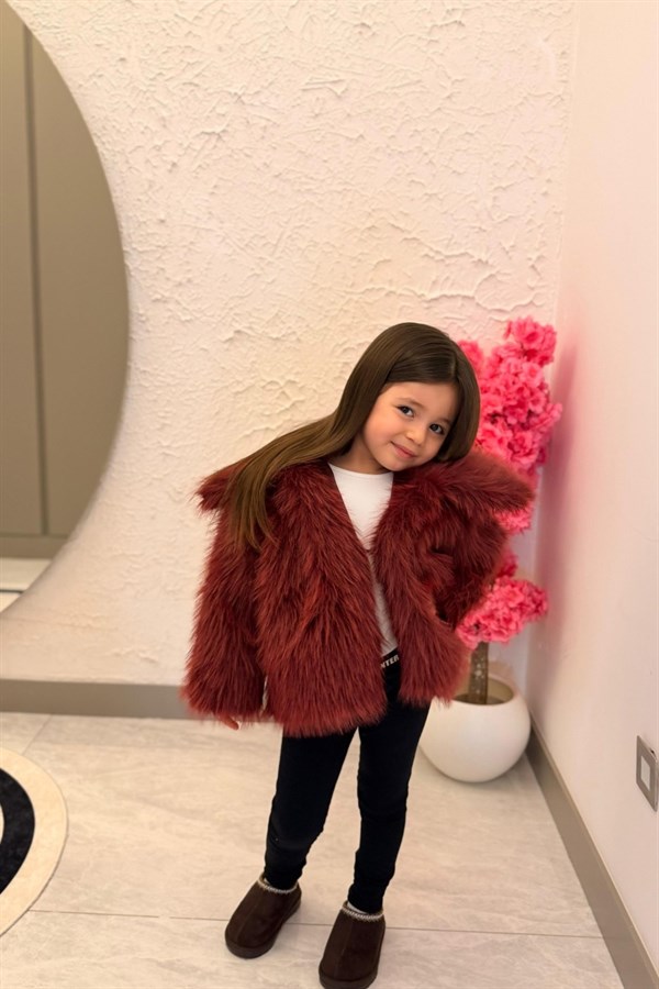 Kız Çocuk Bordo Kürk (gercek degıldır)