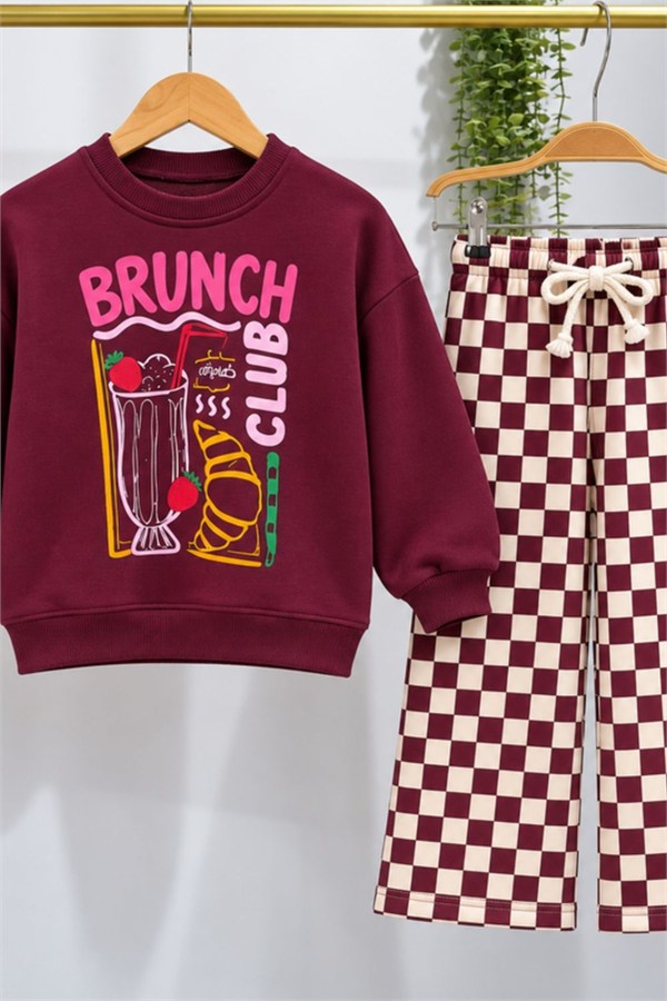 Kız Çocuk Brunch Bordo 3 İplik Takım
