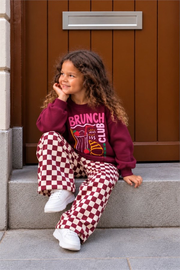 Kız Çocuk Brunch Bordo 3 İplik Takım
