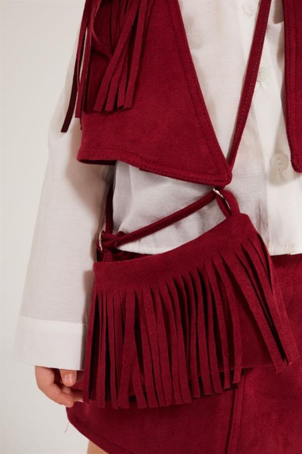 Kız Çocuk Çanta Dahil Kovboy Bordo Takım