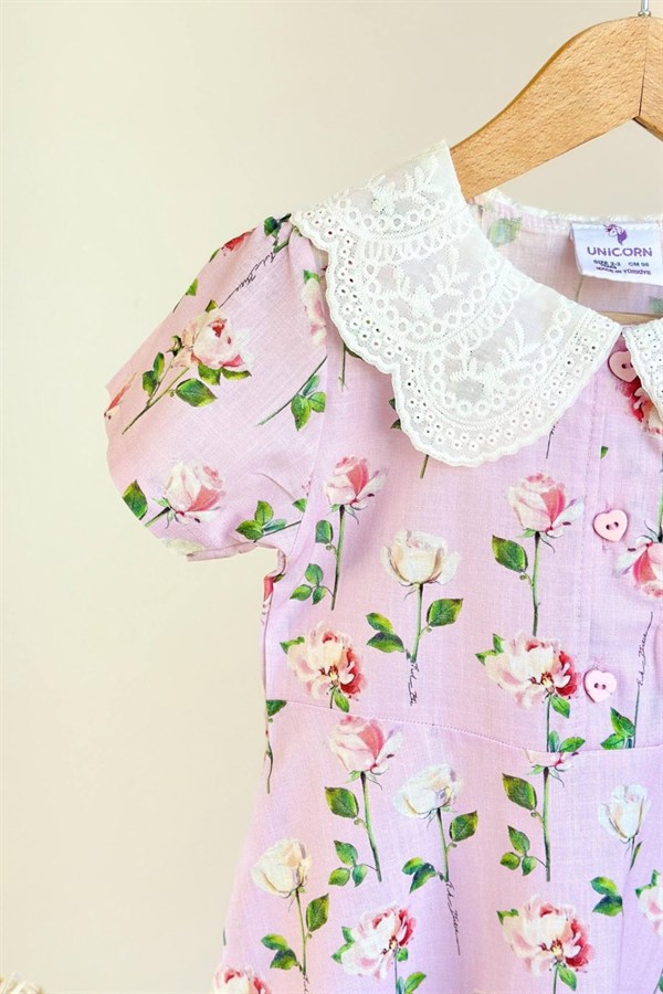 Kız Çocuk Çiçekli Cotton Elbise 