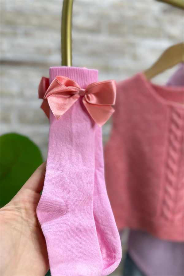 Kız Çocuk Çoraplı Takım Süveterli Tunik Gömlek