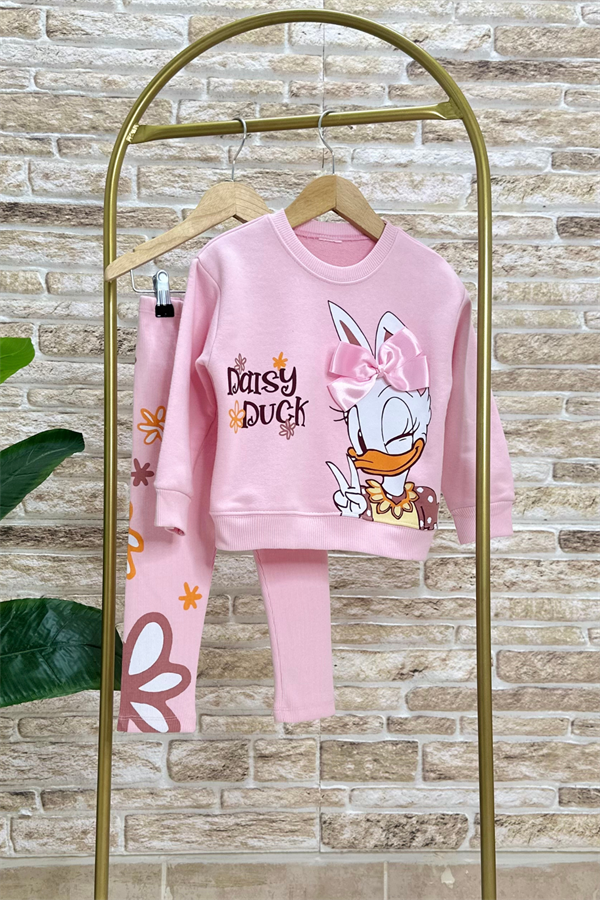 Kız Çocuk Daisy Baskı 3 iplik Taytlı Takım