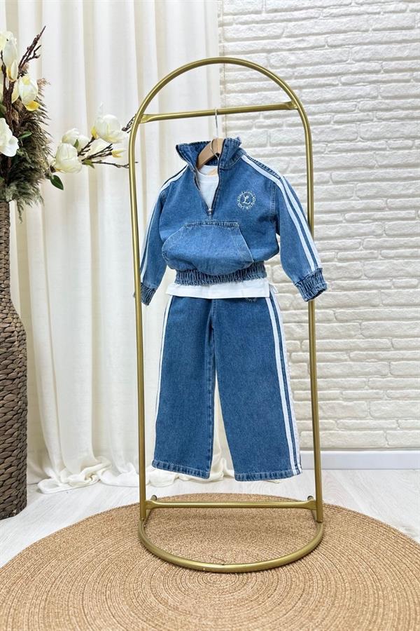 Kız Çocuk Dik Yaka Jean Takım