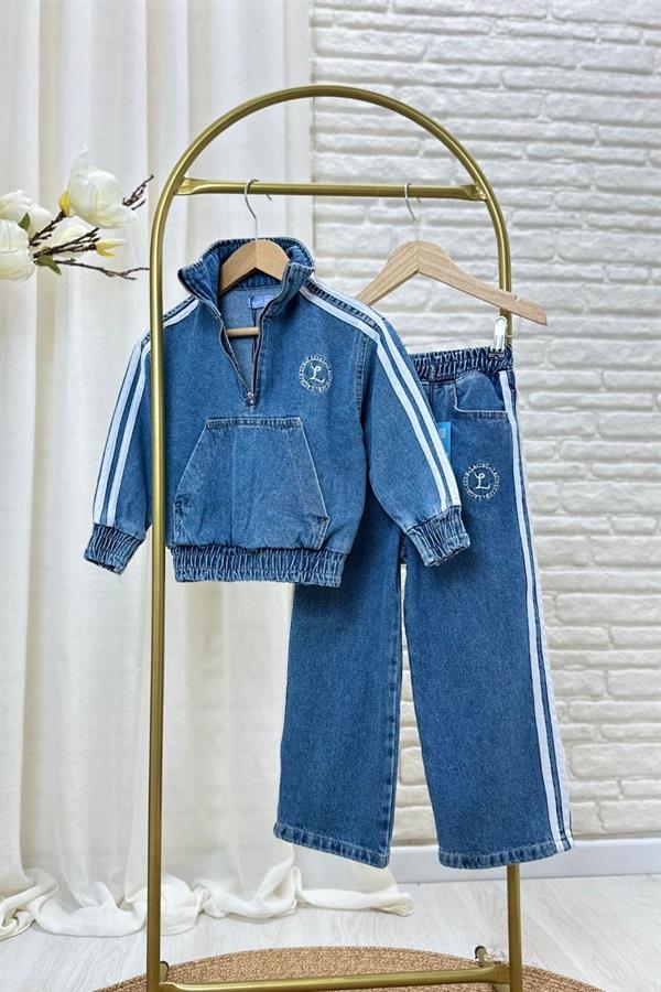Kız Çocuk Dik Yaka Jean Takım