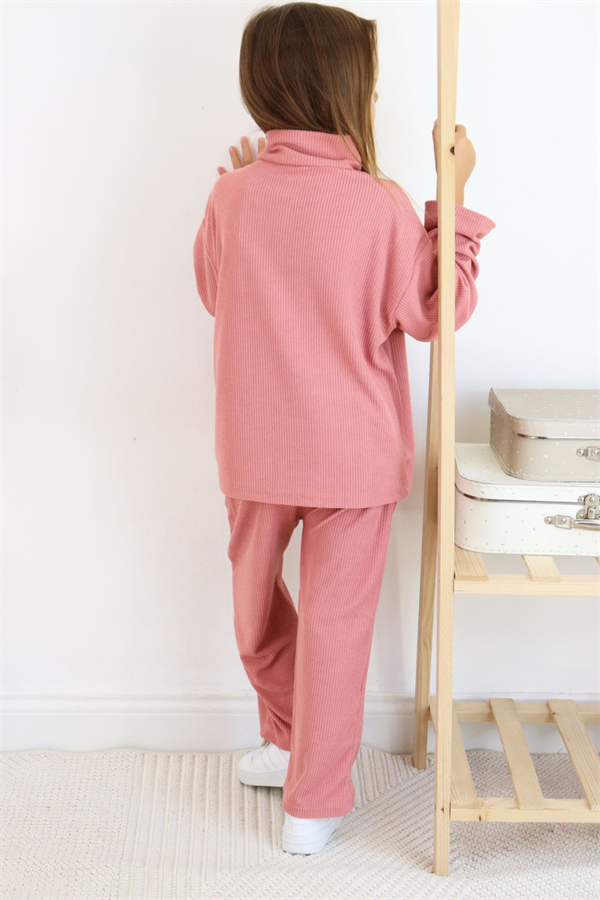 Kız Çocuk Fermuarlı Balıkçı Yaka Kaşkorse  Takım