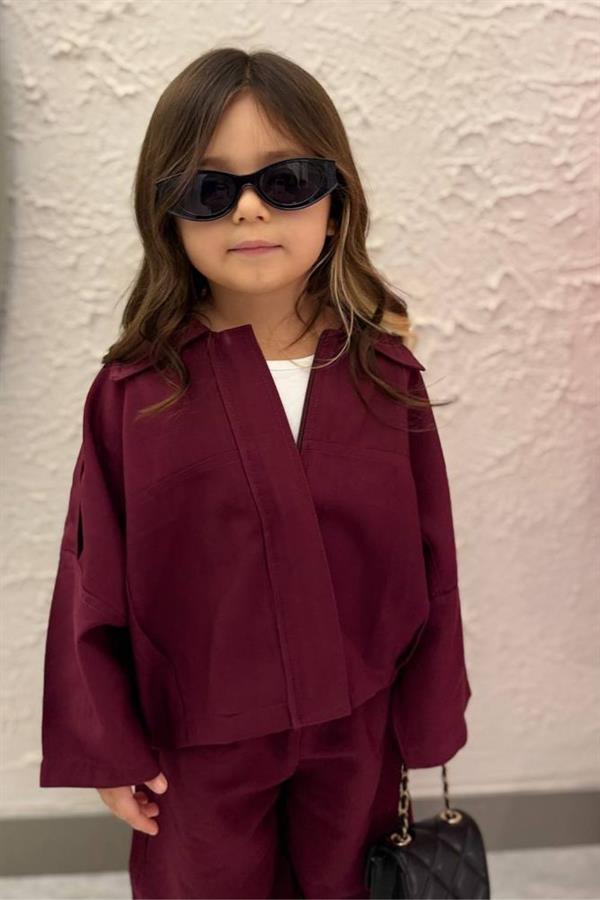 Unisex Fermuarlı Dokuma Bordo Takım