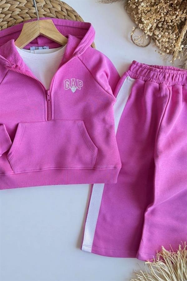 Kız Çocuk Fermuarlı Pembe Gap Takım