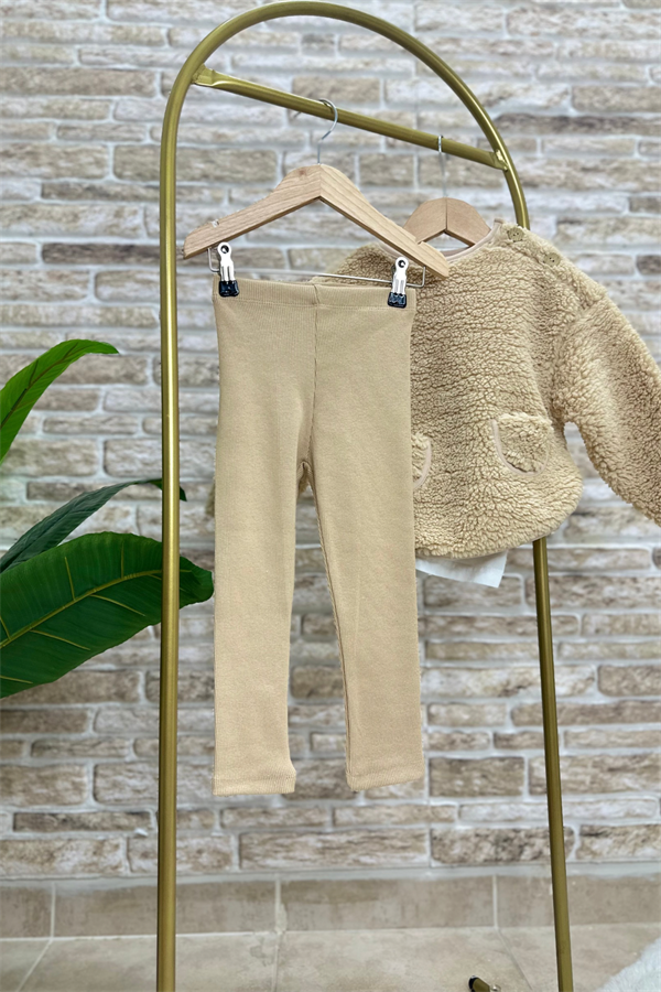 Kız Çocuk Fitilli Krem Tayt 