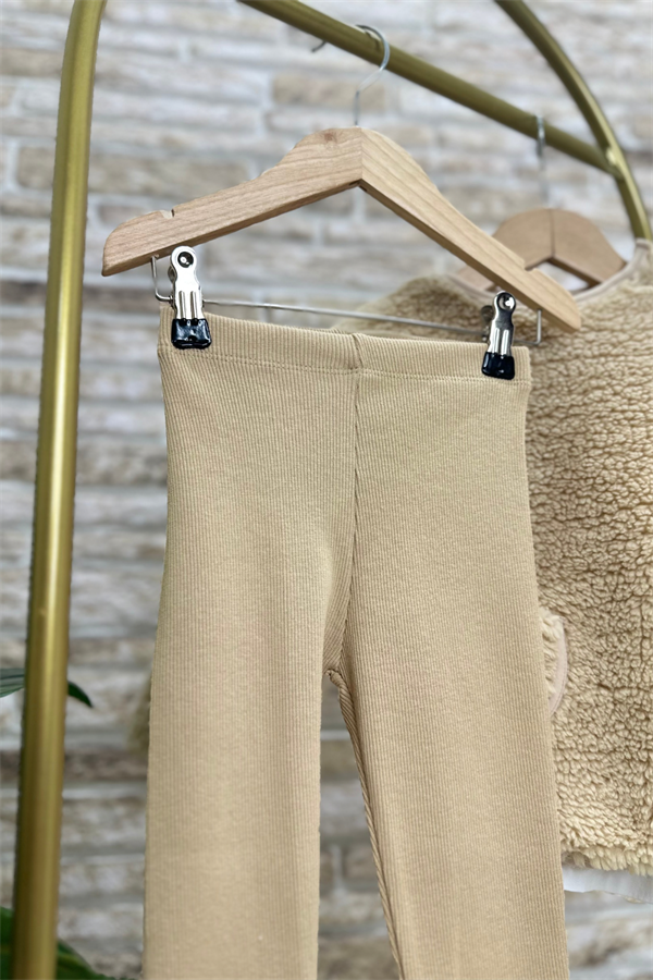 Kız Çocuk Fitilli Krem Tayt 