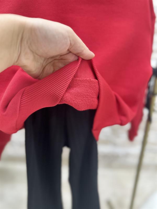 Kız Çocuk Fiyonk Detaytlı 3 İplik Taytlı Kırmızı Takım