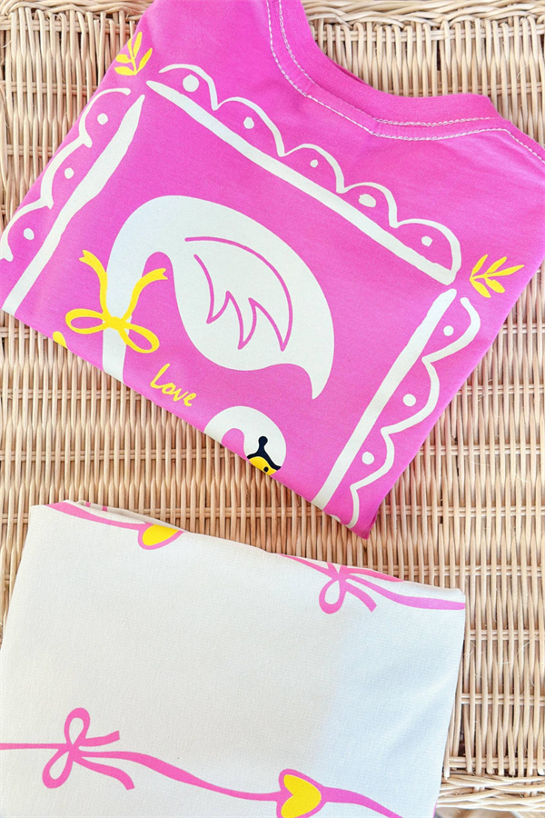 Kız Çocuk  Flamingo Pembe  İkili Takım