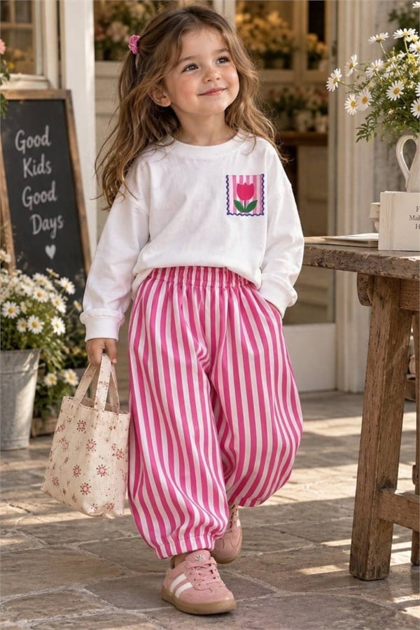 Kız Çocuk Gabardin Pantolon Takım
